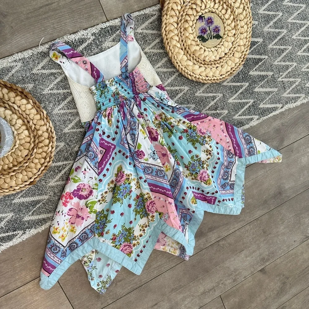 Blueberi Boulevard Toddler Girl Vintage Patchwork Handkerchief Dress Boho Wester